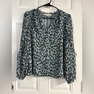 LOFT Leopard Print Blouse - Blue and Black✨